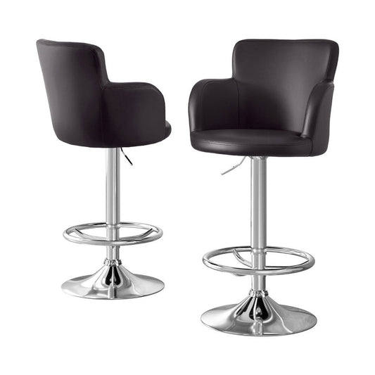 Stool Haven 2x Leather Bar Stools Swivel Adjustable Gas Lift PU Counter Chairs Brown