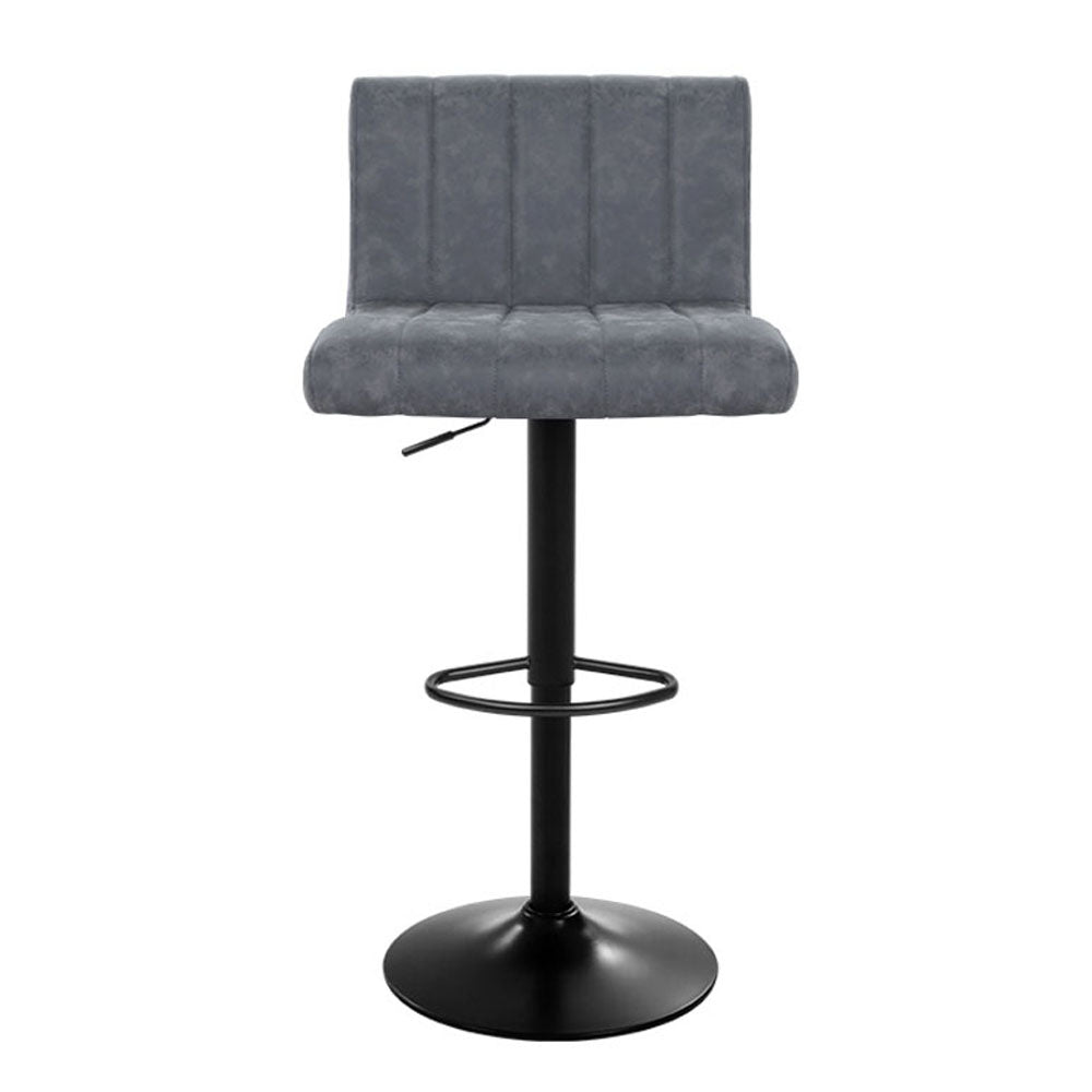 Stool Haven Set of 2 Bar Stools PU Leather Line Style - Grey