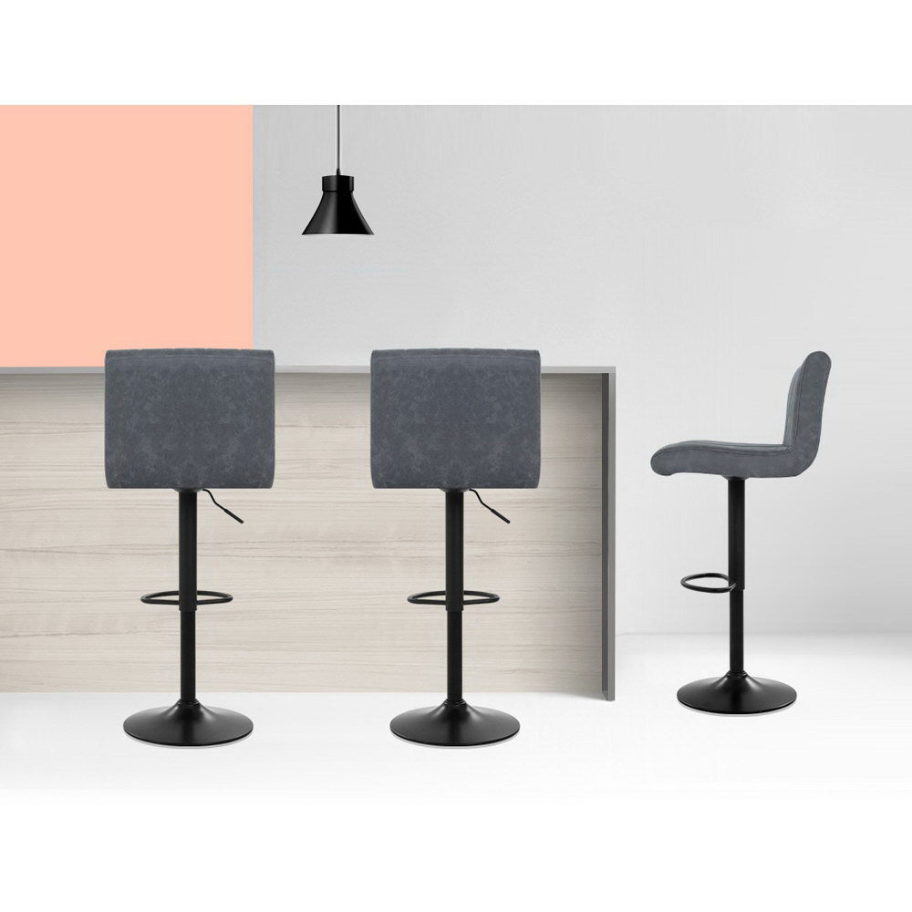 Stool Haven Set of 2 Bar Stools PU Leather Line Style - Grey