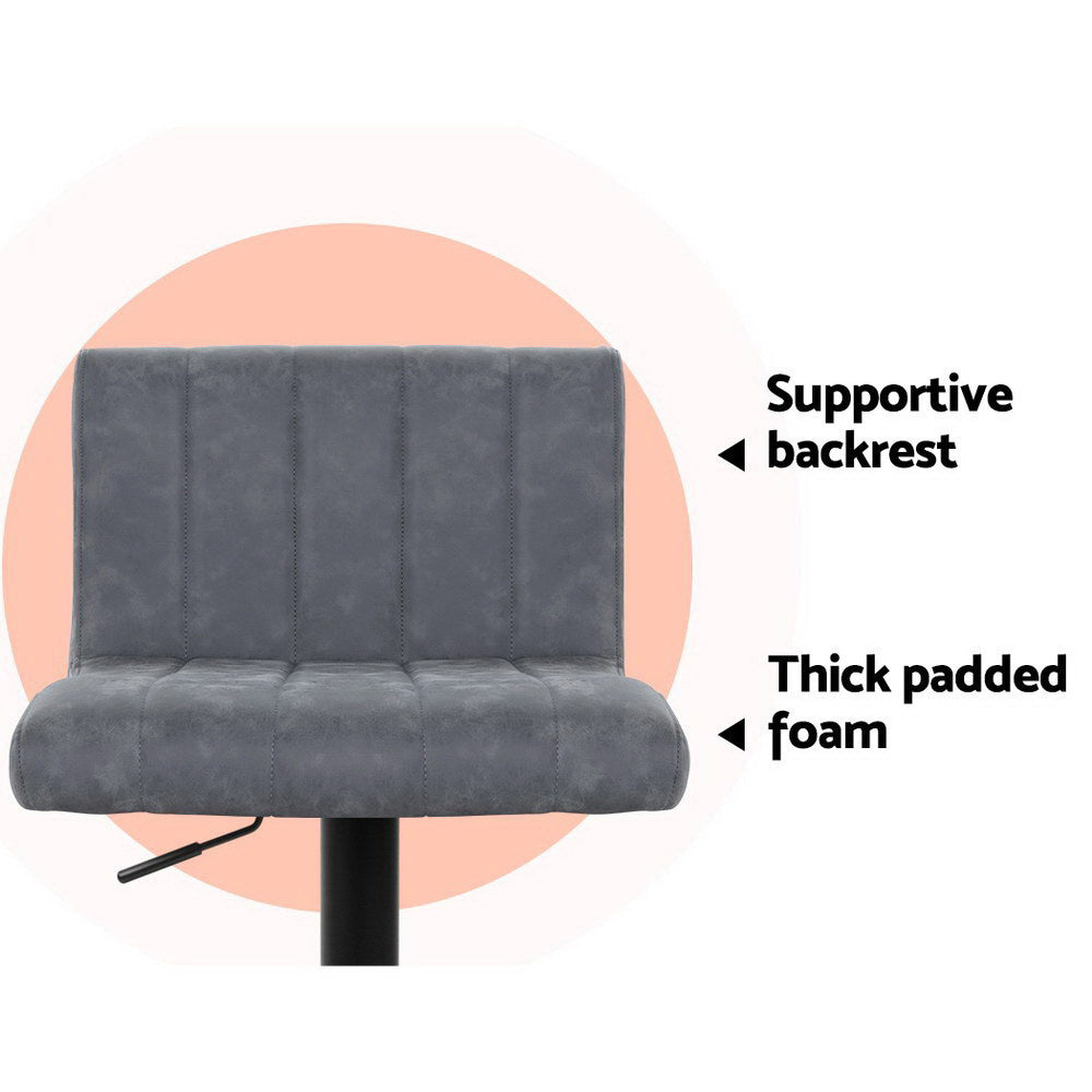 Stool Haven Set of 2 Bar Stools PU Leather Line Style - Grey