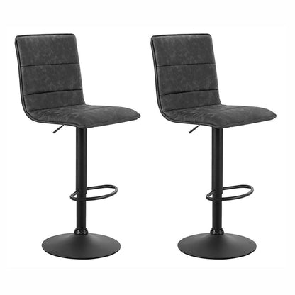 Stool Haven 2 x Bar Stools Gas Lift Vintage Leather - Grey