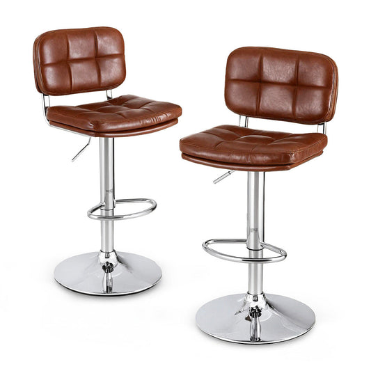 Stool Haven 2x Bar Stools Kitchen Swivel Gas Lift Counter Chair Tuft PU Leather Brown