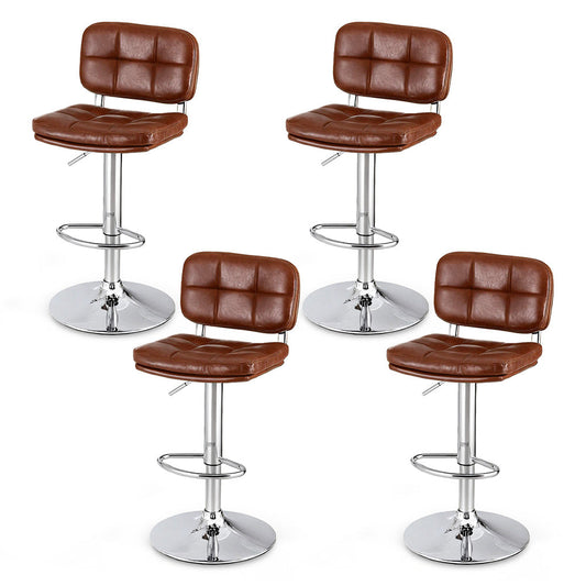 Stool Haven 4x Bar Stools Kitchen Swivel Gas Lift Counter Chair Tuft PU Leather Brown
