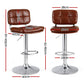 Stool Haven 4x Bar Stools Kitchen Swivel Gas Lift Counter Chair Tuft PU Leather Brown