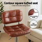 Stool Haven 4x Bar Stools Kitchen Swivel Gas Lift Counter Chair Tuft PU Leather Brown