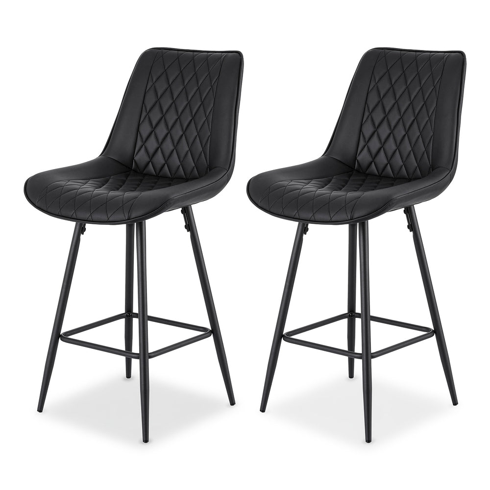 Stool Haven 2x Bar Stools Kitchen Dining Chair Counter Stool Diamond PU Leather Black