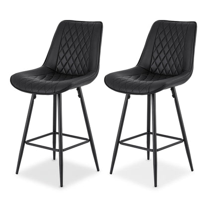 Stool Haven 2x Bar Stools Kitchen Dining Chair Counter Stool Diamond PU Leather Black