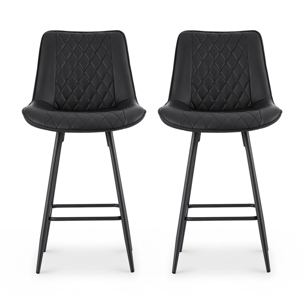 Stool Haven 2x Bar Stools Kitchen Dining Chair Counter Stool Diamond PU Leather Black
