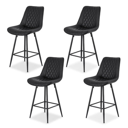 Stool Haven 4x Bar Stools Kitchen Dining Chair Counter Stool Diamond PU Leather Black