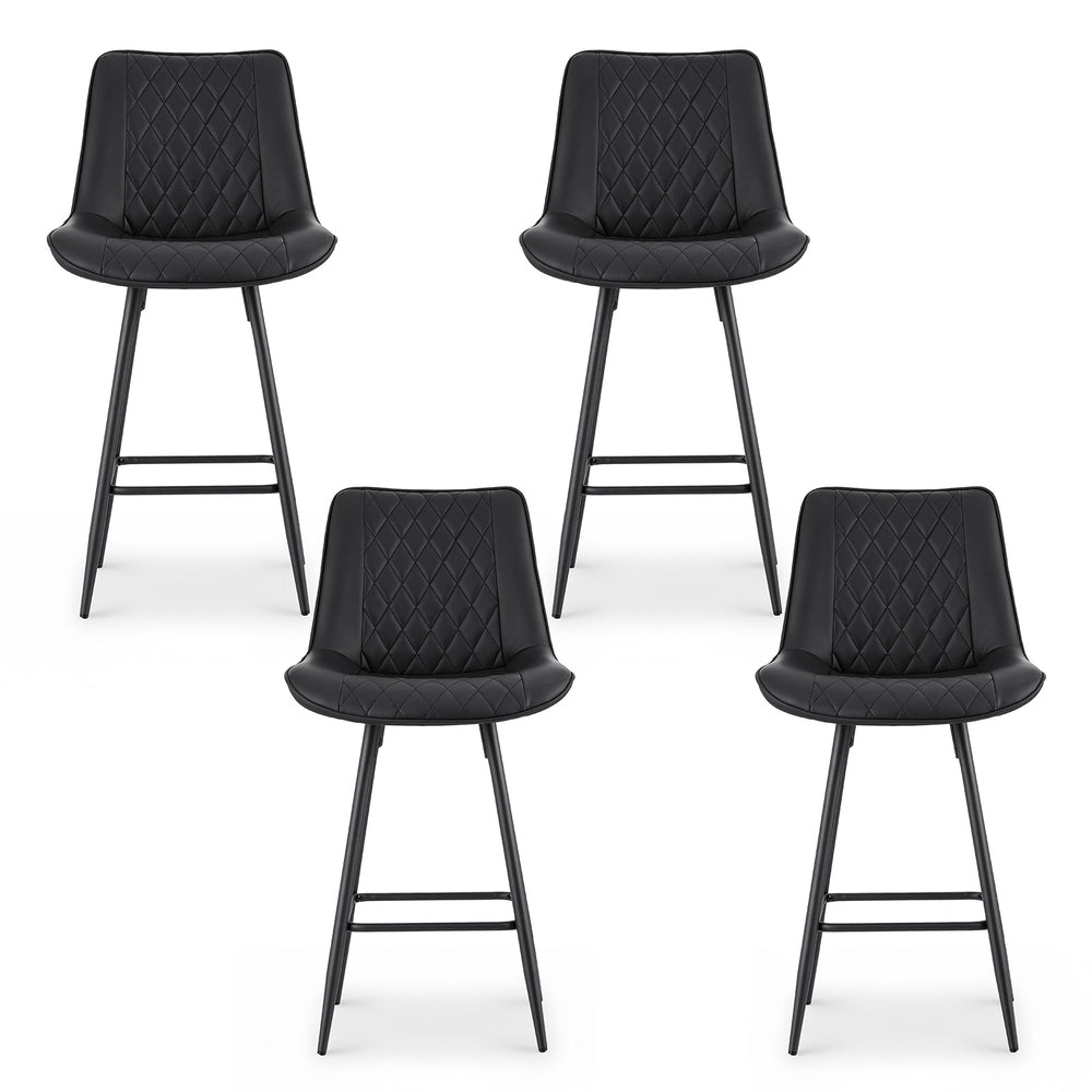 Stool Haven 4x Bar Stools Kitchen Dining Chair Counter Stool Diamond PU Leather Black