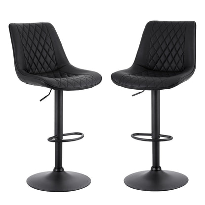 Stool Haven 2x Bar Stools Kitchen Swivel Gas Lift Counter Chair Diamond Leather Black
