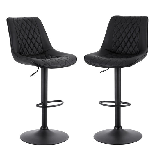 Stool Haven 2x Bar Stools Kitchen Swivel Gas Lift Counter Chair Diamond Leather Black