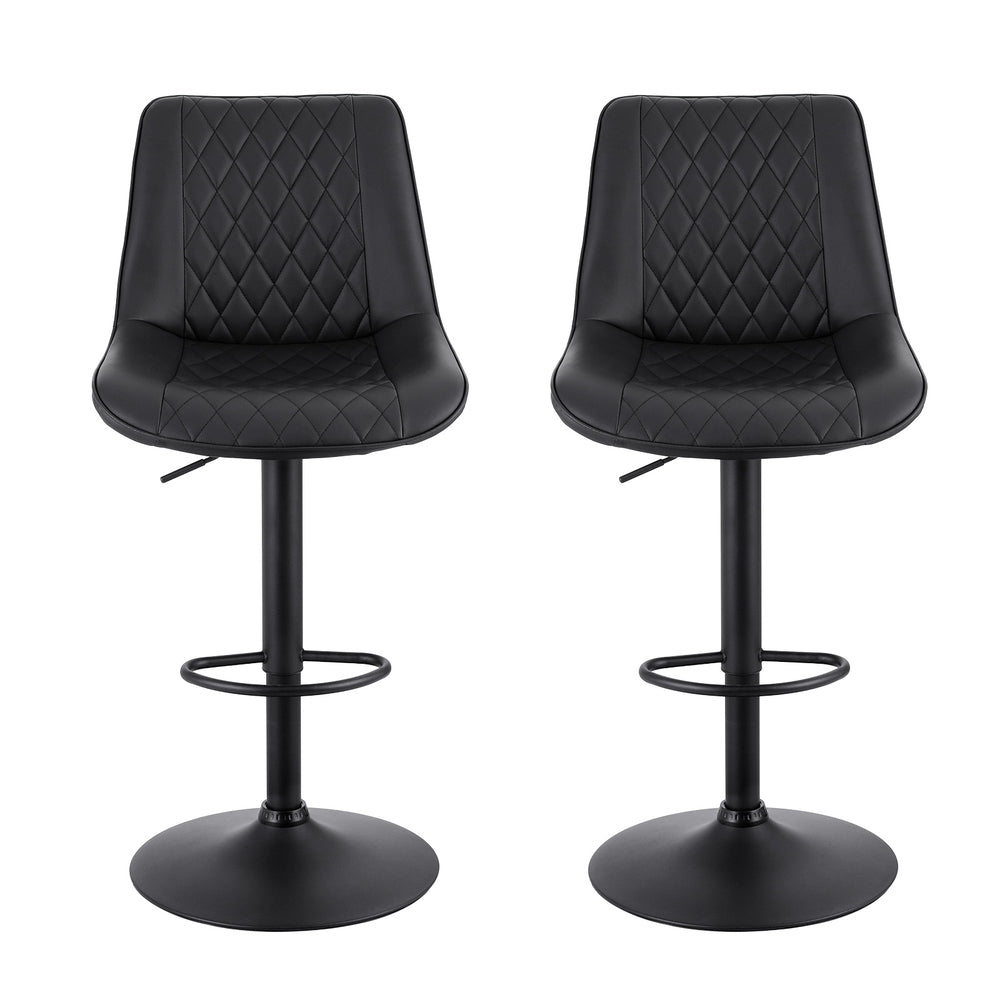 Stool Haven 2x Bar Stools Kitchen Swivel Gas Lift Counter Chair Diamond Leather Black