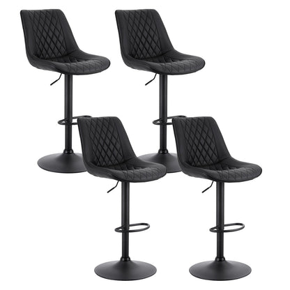 Stool Haven 4x Bar Stools Kitchen Swivel Gas Lift Counter Chair Diamond Leather Black