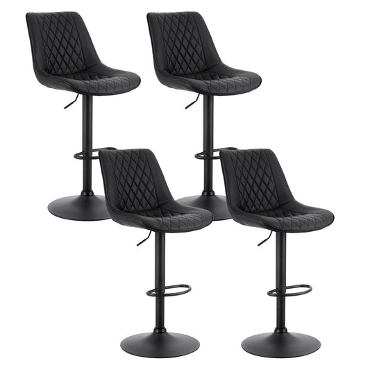Stool Haven 4x Bar Stools Kitchen Swivel Gas Lift Counter Chair Diamond Leather Black
