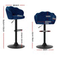 Stool Haven Set of 2 Bar Stools Kitchen Stool Swivel Chair Gas Lift Velvet Chairs Blue Nessah
