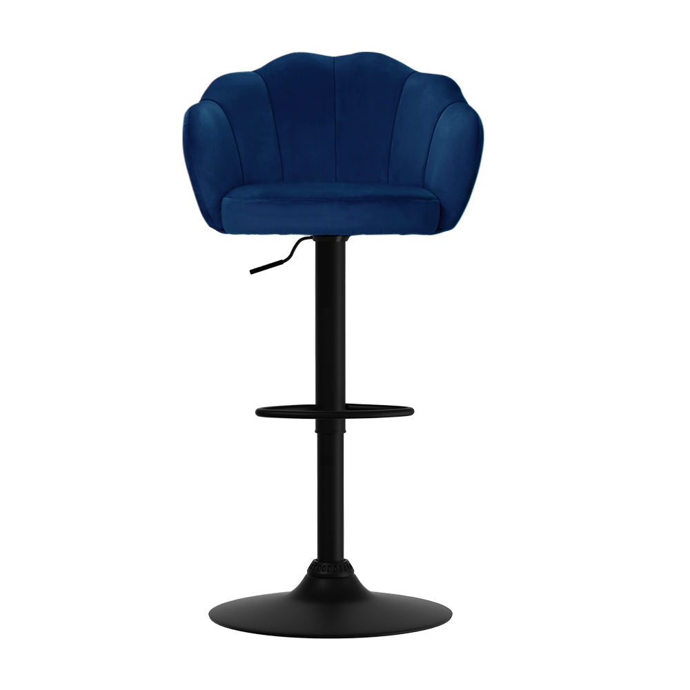 Stool Haven Set of 2 Bar Stools Kitchen Stool Swivel Chair Gas Lift Velvet Chairs Blue Nessah