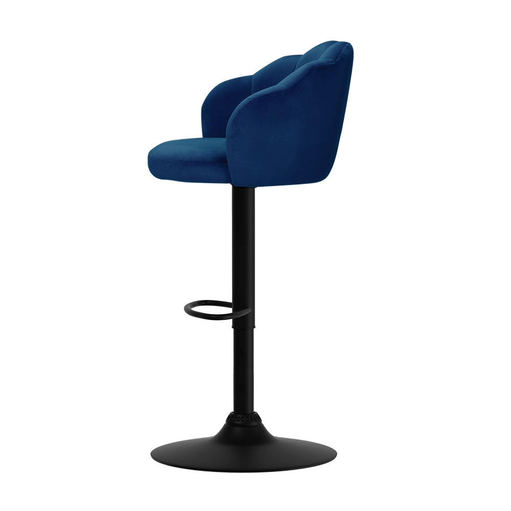 Stool Haven Set of 2 Bar Stools Kitchen Stool Swivel Chair Gas Lift Velvet Chairs Blue Nessah