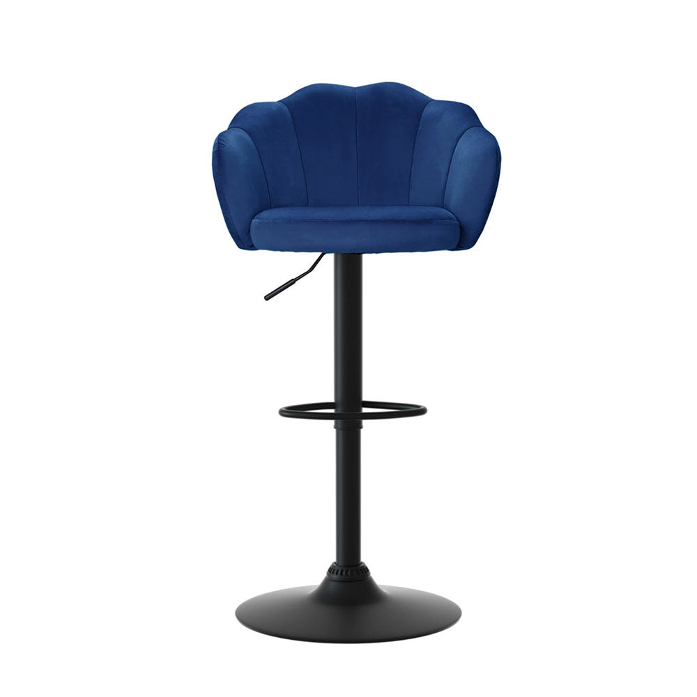 Stool Haven 4x Bar Stools Gas Lift Velvet Blue