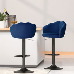 Stool Haven 4x Bar Stools Gas Lift Velvet Blue