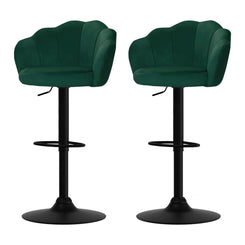 Stool Haven Set of 2 Bar Stools Kitchen Stool Swivel Chair Gas Lift Velvet Chairs Green Nessah