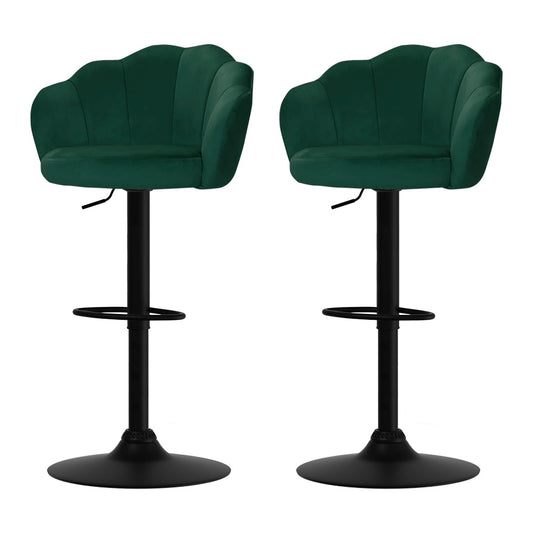 Stool Haven Set of 2 Bar Stools Kitchen Stool Swivel Chair Gas Lift Velvet Chairs Green Nessah