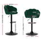 Stool Haven Set of 2 Bar Stools Kitchen Stool Swivel Chair Gas Lift Velvet Chairs Green Nessah