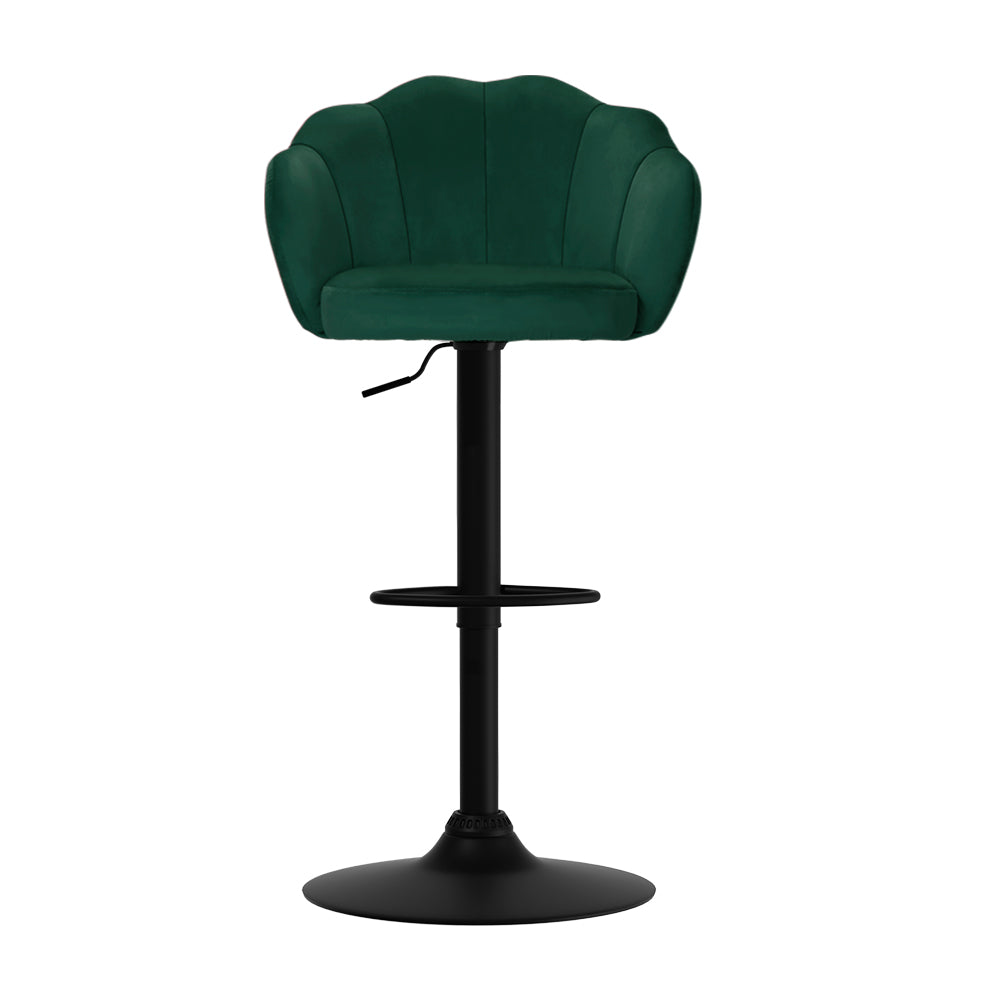 Stool Haven Set of 2 Bar Stools Kitchen Stool Swivel Chair Gas Lift Velvet Chairs Green Nessah