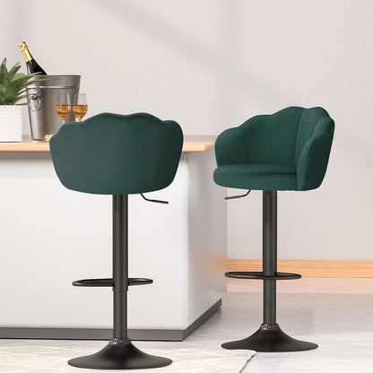 Stool Haven 4x Bar Stools Gas Lift Velvet Green