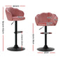 Stool Haven Set of 2 Bar Stools Kitchen Stool Swivel Chair Gas Lift Velvet Chairs Pink Nessah