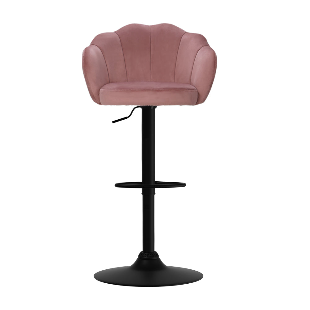 Stool Haven Set of 2 Bar Stools Kitchen Stool Swivel Chair Gas Lift Velvet Chairs Pink Nessah