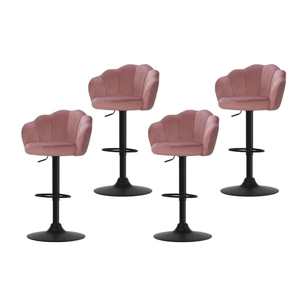 Stool Haven 4x Bar Stools Gas Lift Velvet Pink