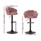 Stool Haven 4x Bar Stools Gas Lift Velvet Pink