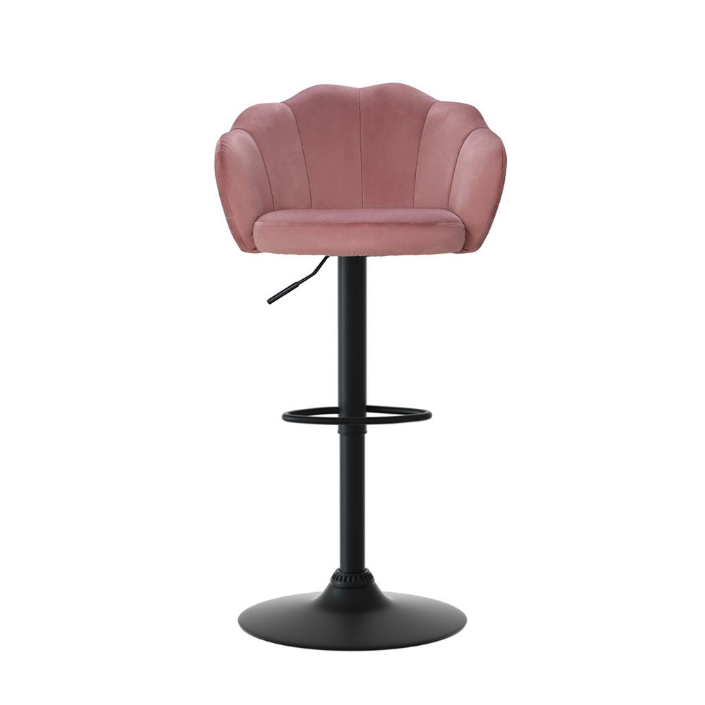 Stool Haven 4x Bar Stools Gas Lift Velvet Pink