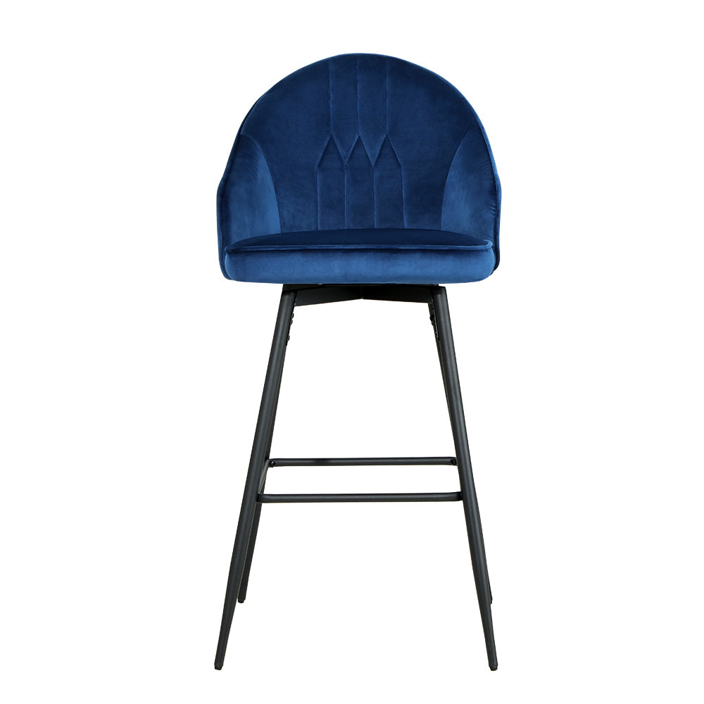 Stool Haven Set of 2 Bar Stools Kitchen Stool Dining Chairs Velvet Chair Barstool Blue Mesial