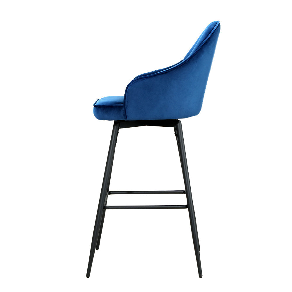 Stool Haven Set of 2 Bar Stools Kitchen Stool Dining Chairs Velvet Chair Barstool Blue Mesial