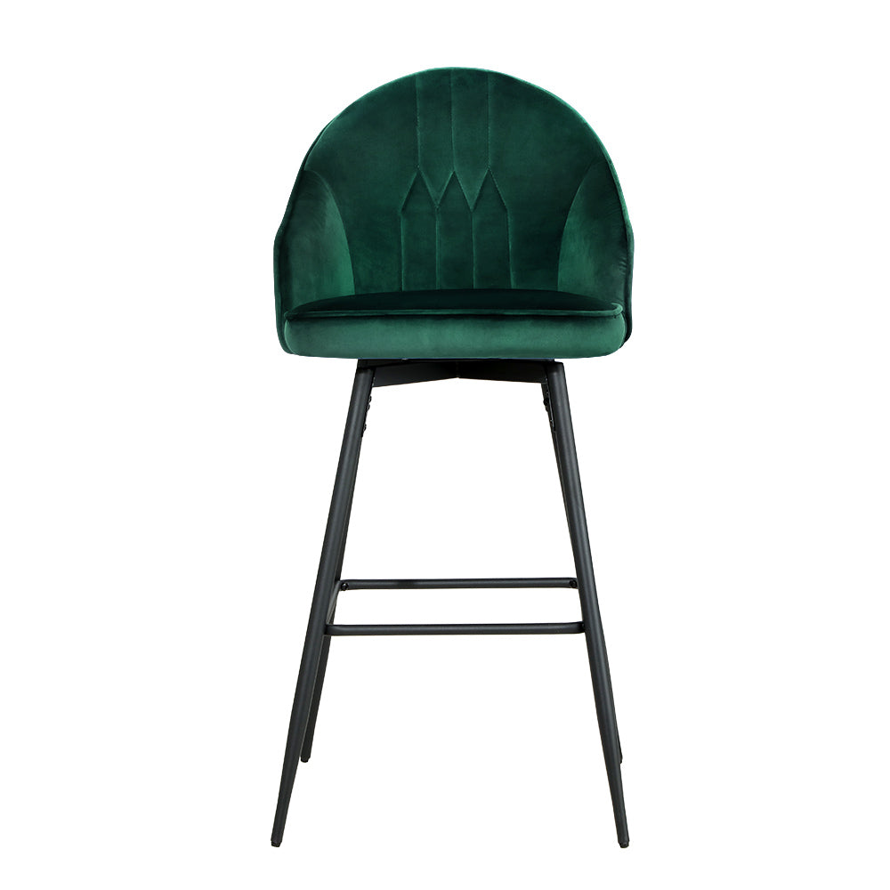 Stool Haven Set of 2 Bar Stools Kitchen Stool Dining Chairs Velvet Chair Barstool Green Mesial