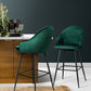 Stool Haven Set of 2 Bar Stools Kitchen Stool Dining Chairs Velvet Chair Barstool Green Mesial