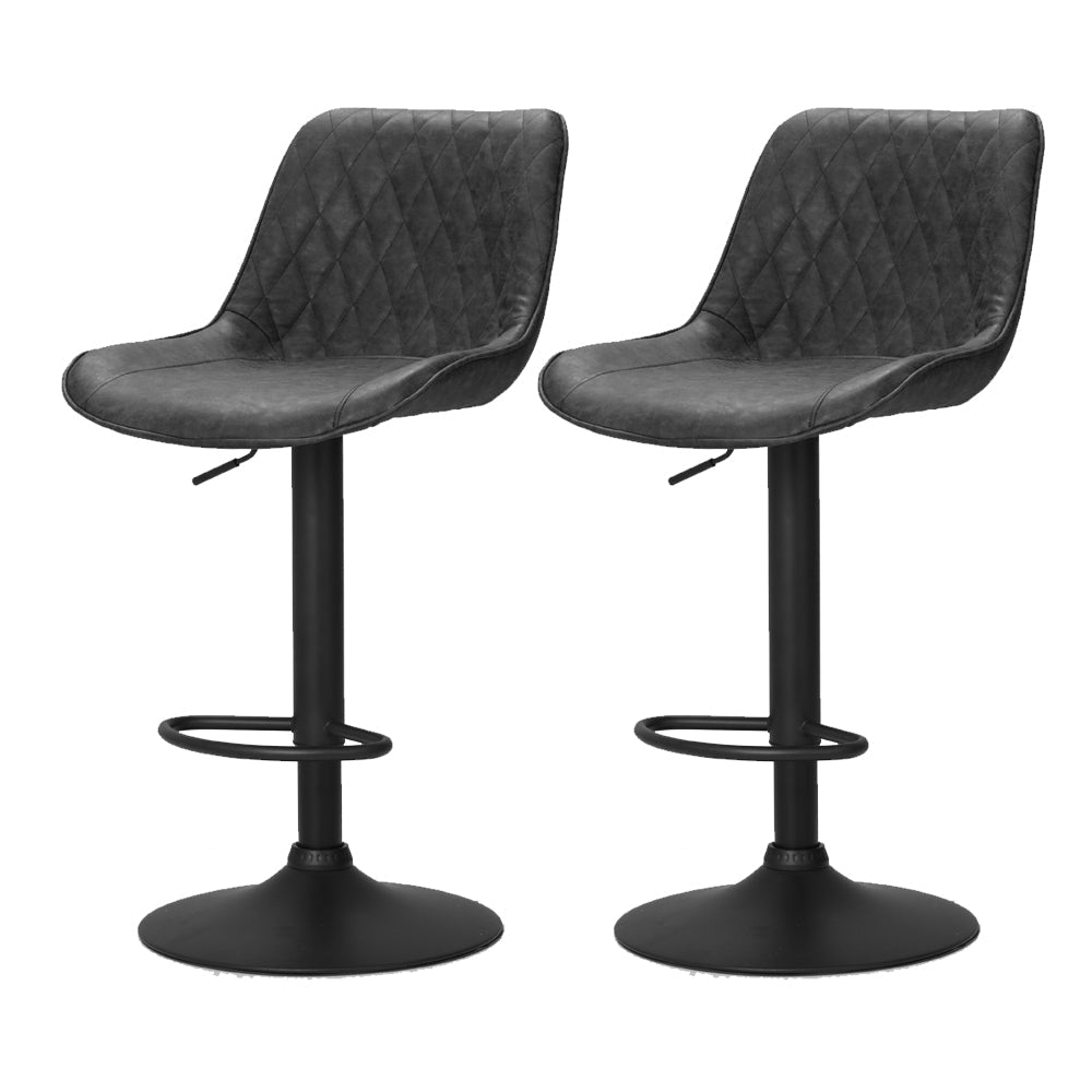 Stool Haven 2x Bar Stools Gas Lift Vintage Leather Black