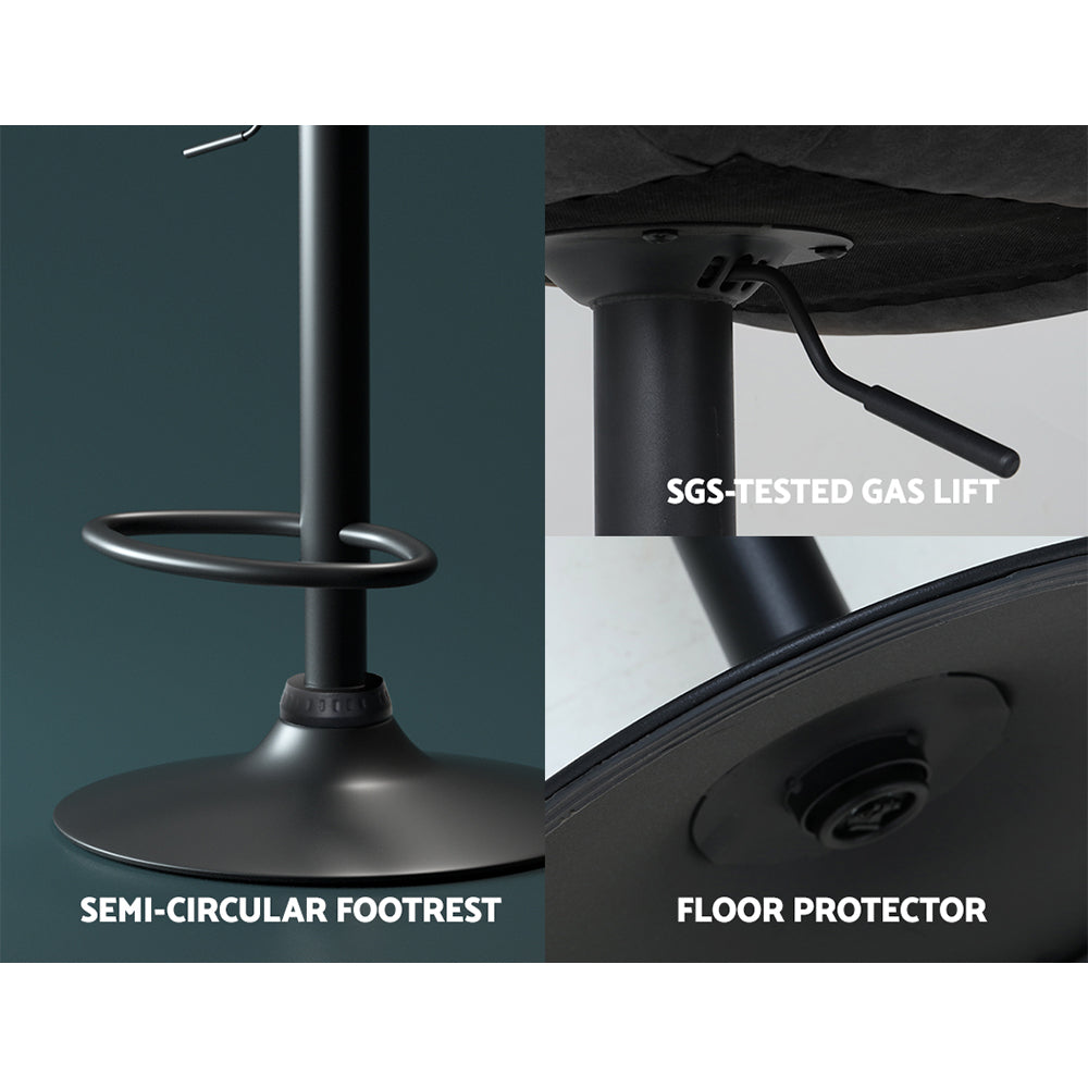 Stool Haven 2x Bar Stools Gas Lift Vintage Leather Black