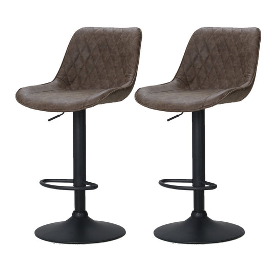 Stool Haven 2x Bar Stools Gas Lift Vintage Leather Brown