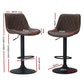 Stool Haven 2x Bar Stools Gas Lift Vintage Leather Brown