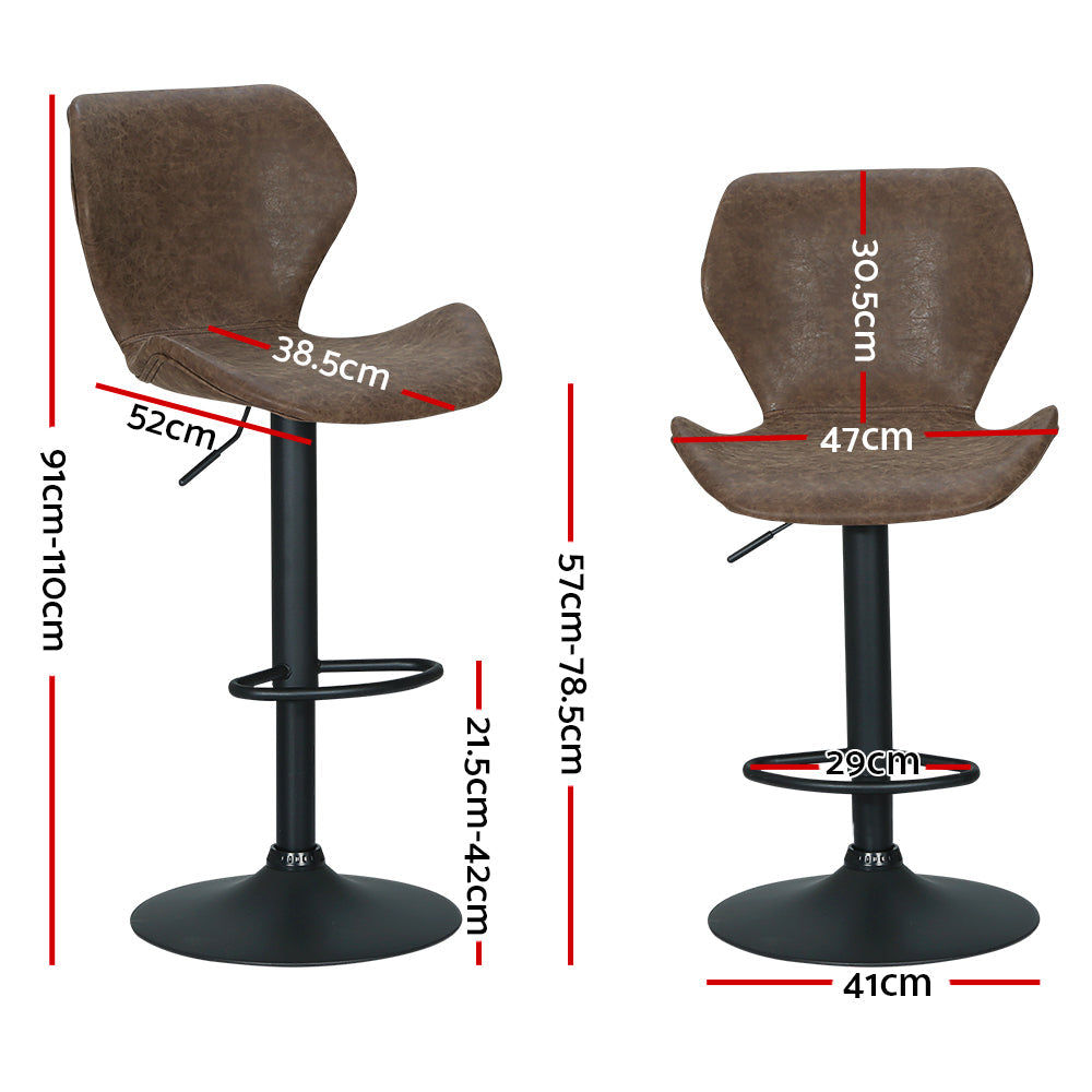 Stool Haven Bar Stools Kitchen Counter Stools Swivel Gas Lift Vintage Chairs Brown x2