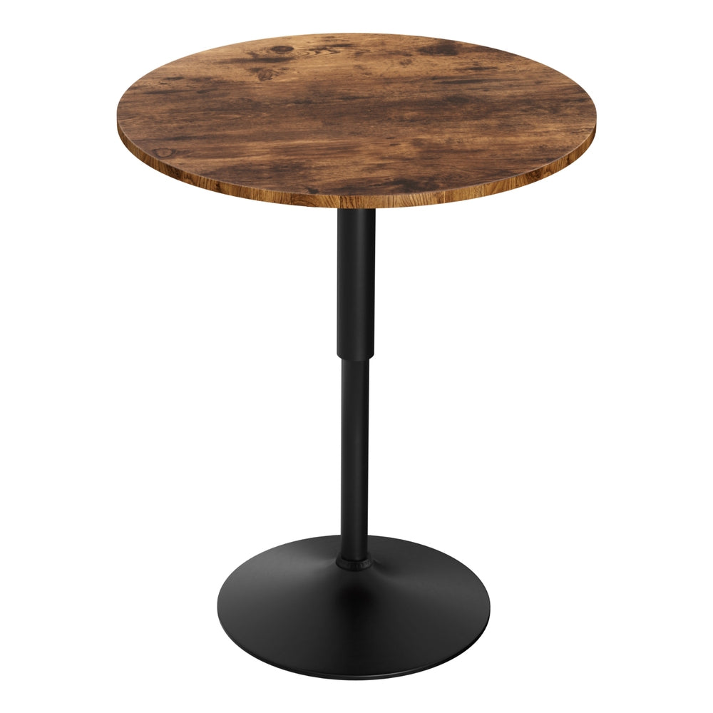 Stool Haven Height Adjustable Bar Table 360 Swivel Round Gaslift Design 60cm Rustic Brown Black