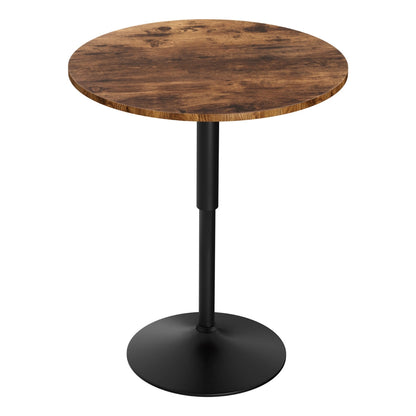 Stool Haven Height Adjustable Bar Table 360 Swivel Round Gaslift Design 60cm Rustic Brown Black