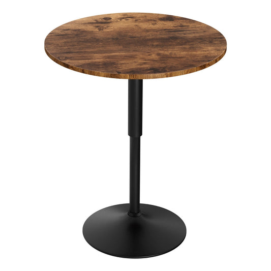 Stool Haven Height Adjustable Bar Table 360 Swivel Round Gaslift Design 60cm Rustic Brown Black