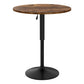 Stool Haven Height Adjustable Bar Table 360 Swivel Round Gaslift Design 60cm Rustic Brown Black