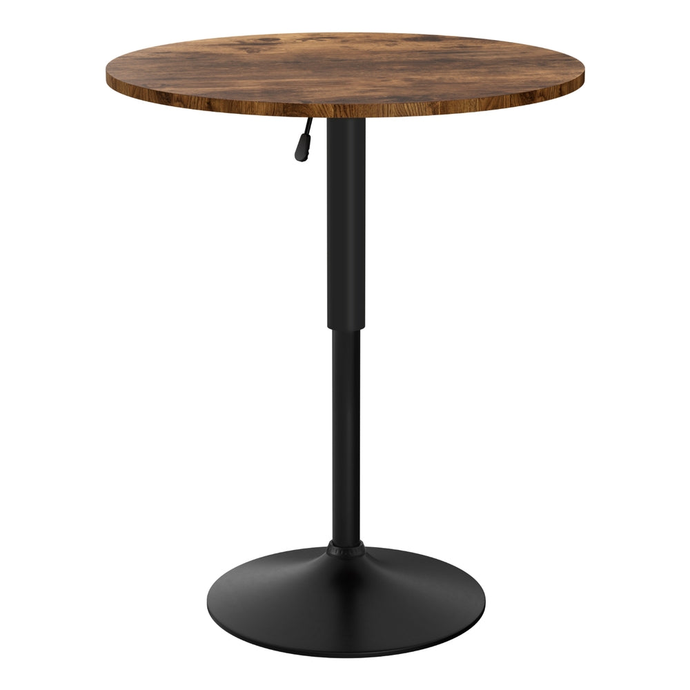Stool Haven Height Adjustable Bar Table 360 Swivel Round Gaslift Design 60cm Rustic Brown Black