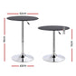 Stool Haven Bar Table Round Swivel Height Adjustable 62cm Modern PVC Leather Black