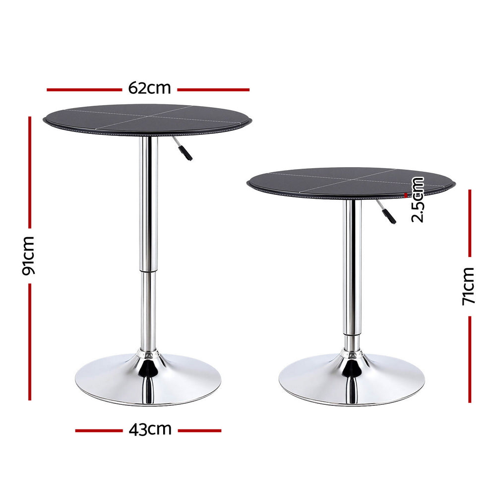 Stool Haven Bar Table Round Swivel Height Adjustable 62cm Modern PVC Leather Black